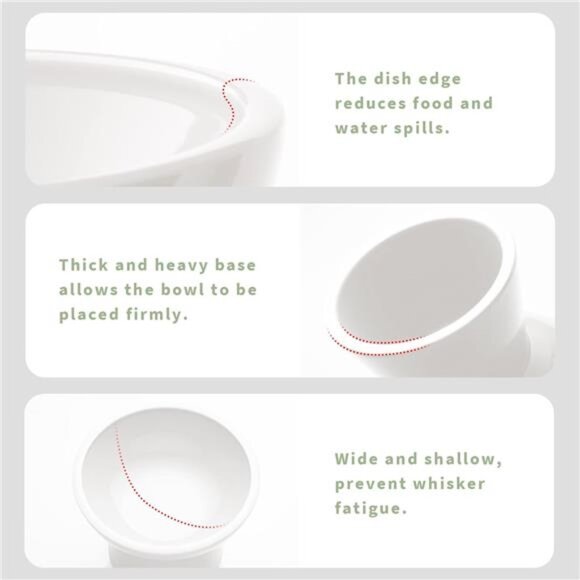 Extra Wide Elevated Ceramic Cat Bowl - 6.2" Shallow Dish for Whisker Fatigue - Picture 6 of 7